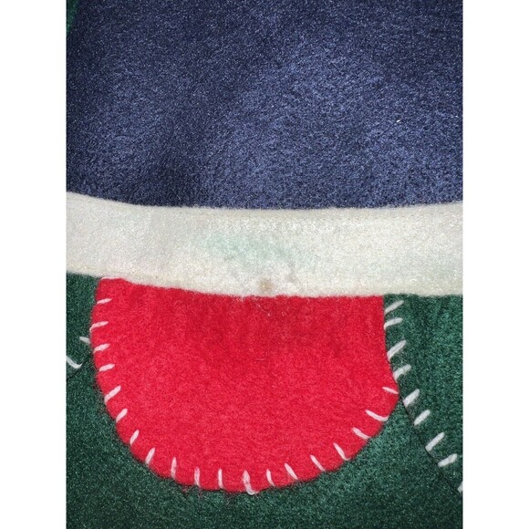 Christmas Tree Skirt Mushroom Houses 52in Felt Appliqué Handmade Vintage Folkart - Picture 6 of 10